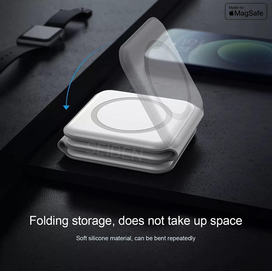 APSONIX™-3 in-1 Magnetic Wireless Charger for iPhone, Apple Watch & AirPods - Pearl White